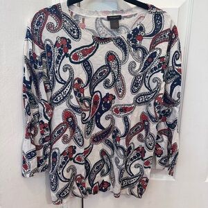 Ann Taylor Red and Blue Paisley Blouse